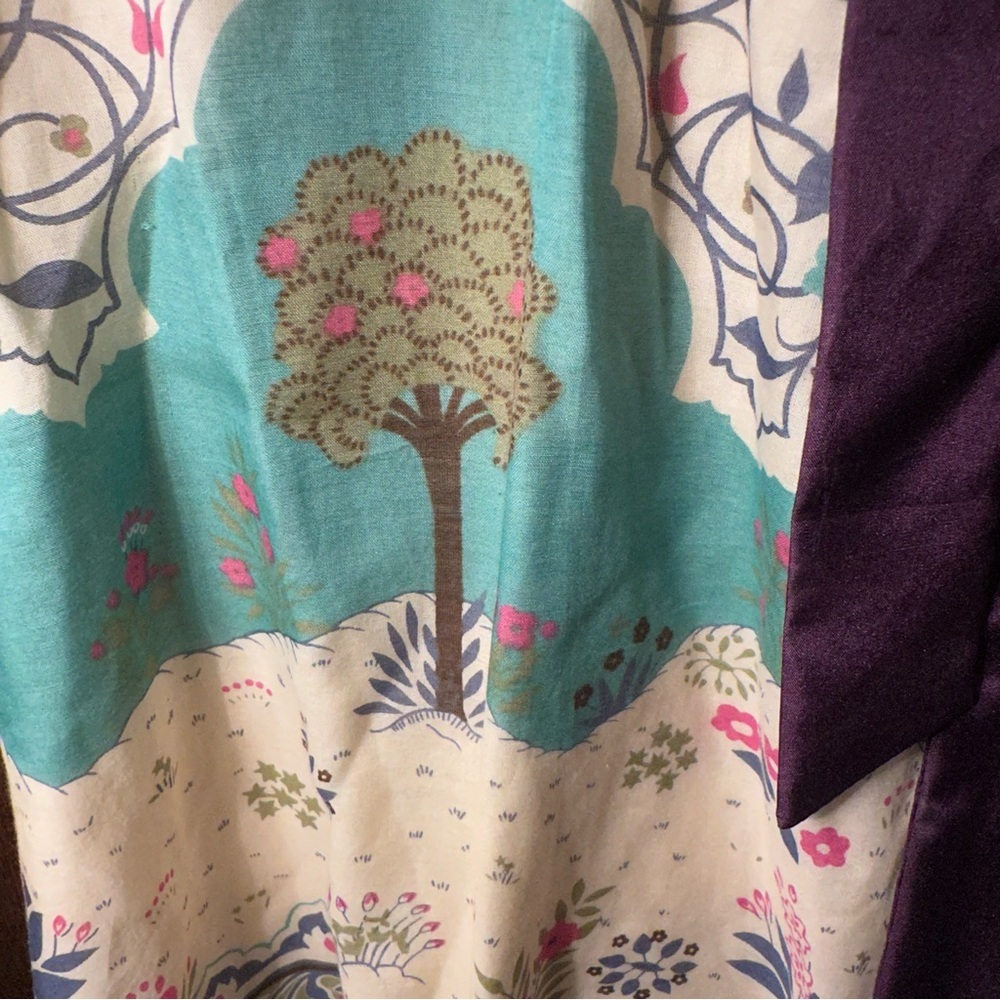 Anthropologie Maeve Purple and Cream Halter Midi Dress - Picture 4 of 8